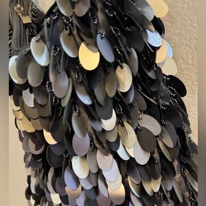 NWOT Sequin Embellished Matte Black and Silver Women's Bag